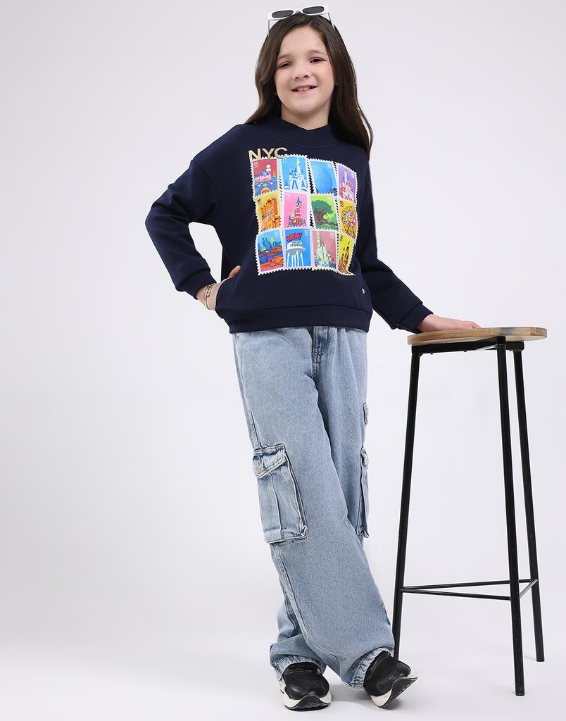 MONTE CARLO Girls Mock Neck Full Sleeve Sweatshirt