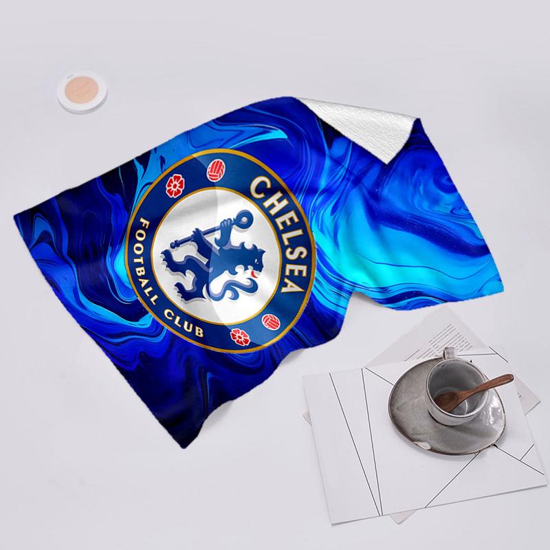 proof beach towel with Chelsea FC logo pattern - soft,absorbent,quick-drying,machine washable - perfect for swimming,camping,bathing