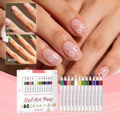 DIY Nail Pen, Painting And Doodling, Nail High-gloss Outlining Pen, Acrylic Pen Set, Colored Paint And Nail Pen,30ML