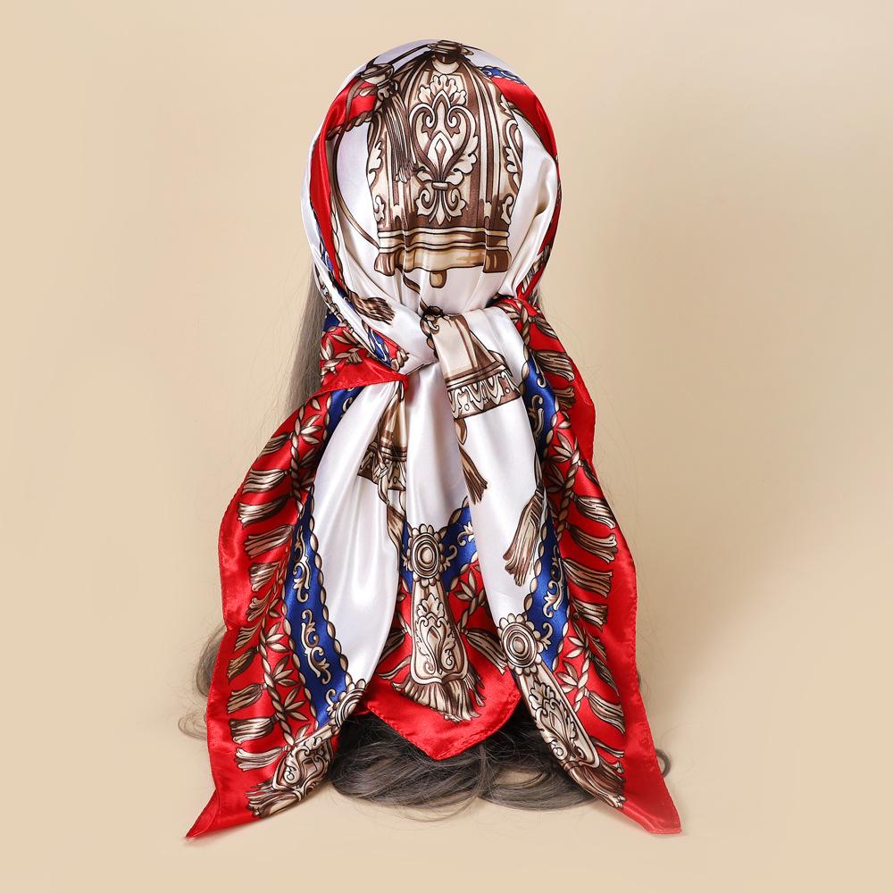 

Высококачественные роскошные шелковые шарфы, повязка на голову, шарфы, шейный шарф для женщин, шелковый шарф с цепочкой, женская декоративная шаль 90cm