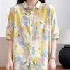 Women S Loose Floral Printed Cotton Mid Sleeve Blouse For Vacation