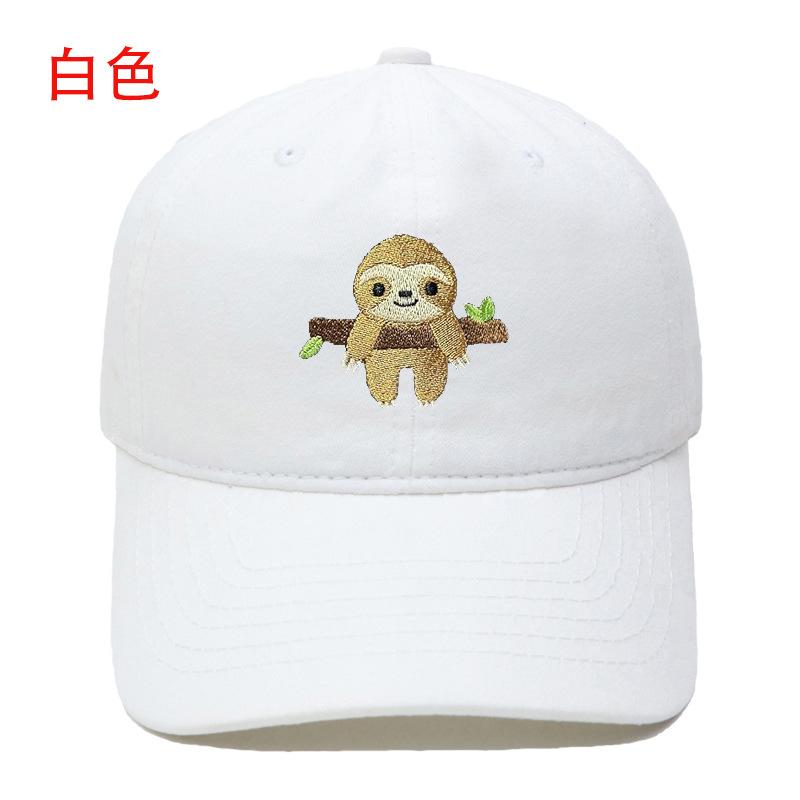 Popular Cute Sloth Embroidered Baseball Cap Animal Washed Retro Men's and Women's Casual Outdoor Sun Hat