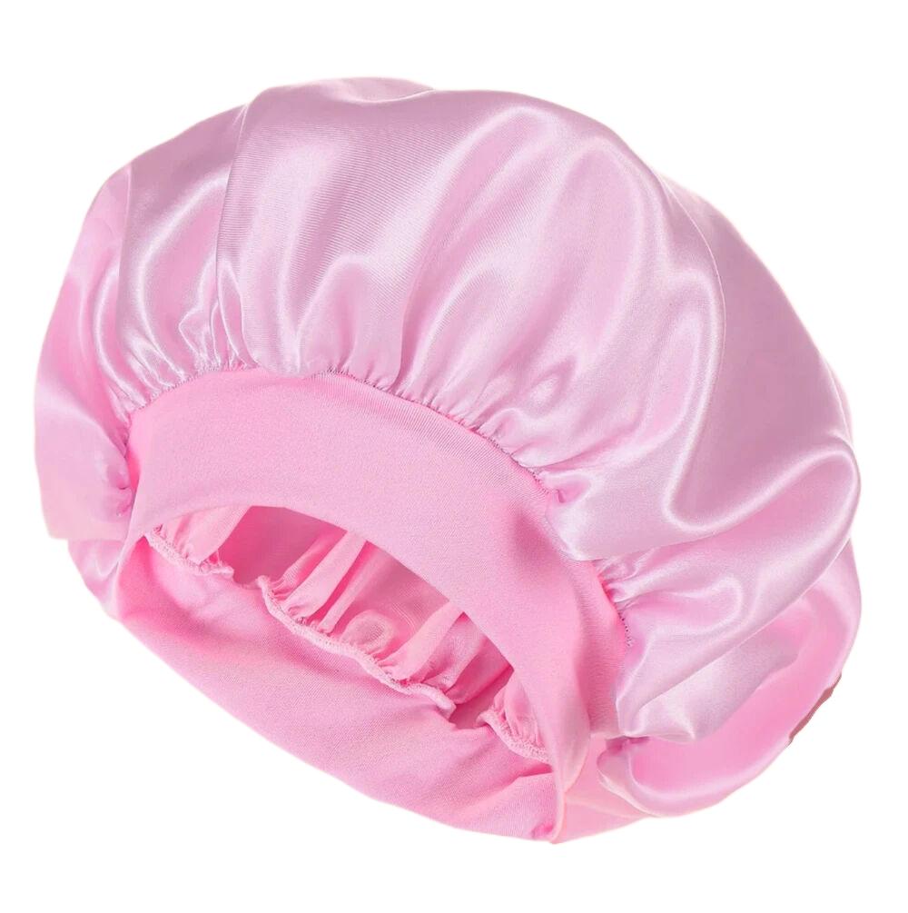 Satin Bonnets Night Sleeping Cap Large Elastic Wide Soft Band Colorful Silk Hat for Curly Hair Care Beauty Makeup for Women Men