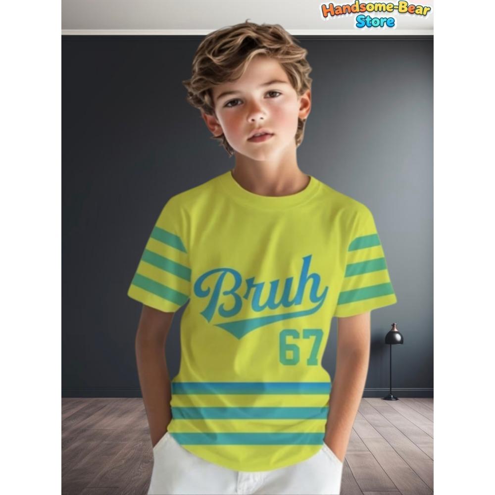 Lustiges Sechs Sieben T-Shirt für Kinder 67 Nummer 3D-Druck Sommer Kurzarm-T-Shirt Locker Basketball Sportoberteile Mode Kinderkleidung