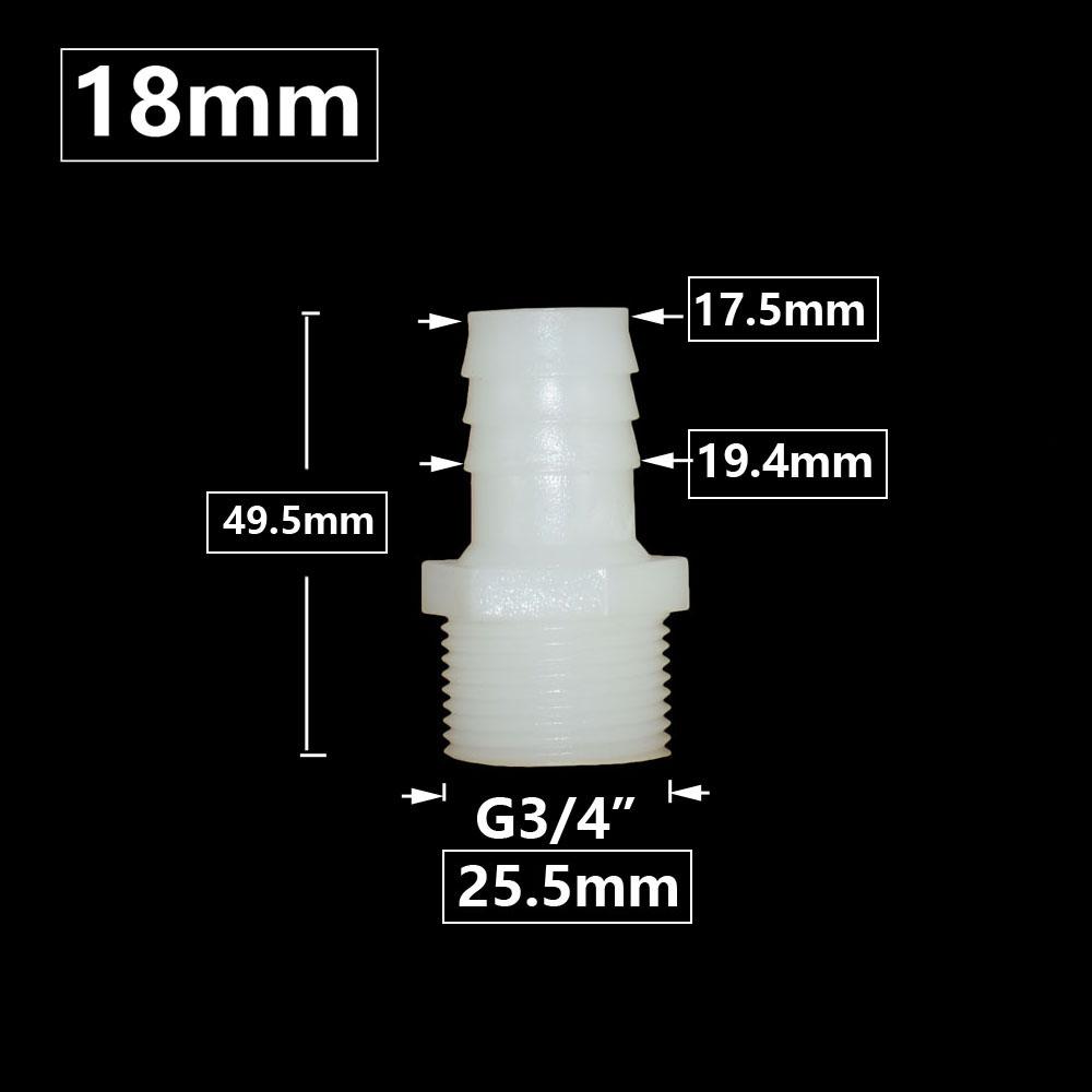 3/4 Inch Thread To Barb 10/12/14/16/18/20/25mm Plastic Hose Connector Hose Fitting Drip Irrigation System Pipe Coupler