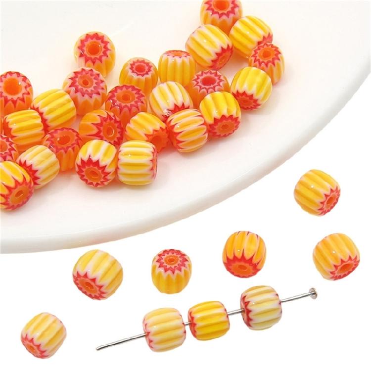 10 Pack Resin Pumpkin Beads Colorful Beads Handmade Craft Beads for Creative Hand Strands and Necklace Accessories