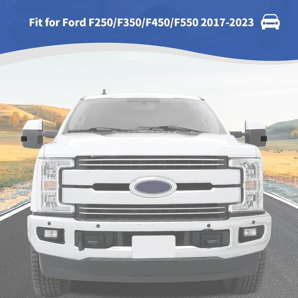 for F250 Outside Mirror Light Cover Trim Fit for Ford F250/F350/F450/F550 2017-2023 Smoked Black Exterior Accessories 2pcs