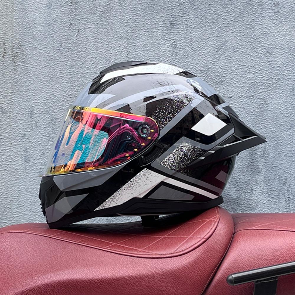 DOT Full Helmet Double Mirror Helmet Men's Four-season Universal Hard Hat Female Knight Locomotive Double Lens