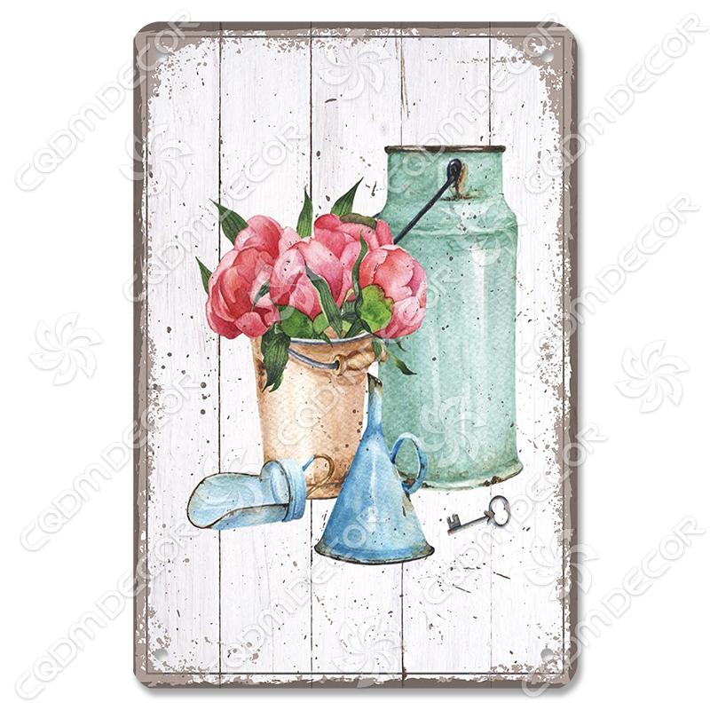 Garden Tin Signs Metal Plaque Lavender Fresh Herbs Lemonade Metal Poster Vintage Wall Decor for Cafe Farmhouse Kitchen Home