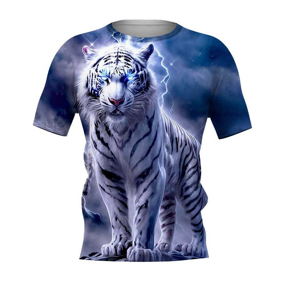 Oversized Men's T-Shirt 3d Tiger Print Tees Tops Summer Casual Mens Animal Pattern T Shirt O-Neck Fashion Clothes Prints T-Shirt