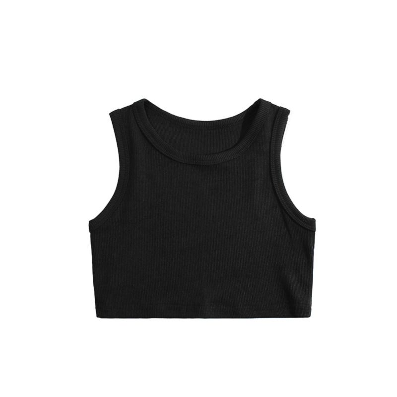 2-9 Years Kids Girls Solid Color Comfortable Vest Sleeveless Top Sport Bra 90 чёрный