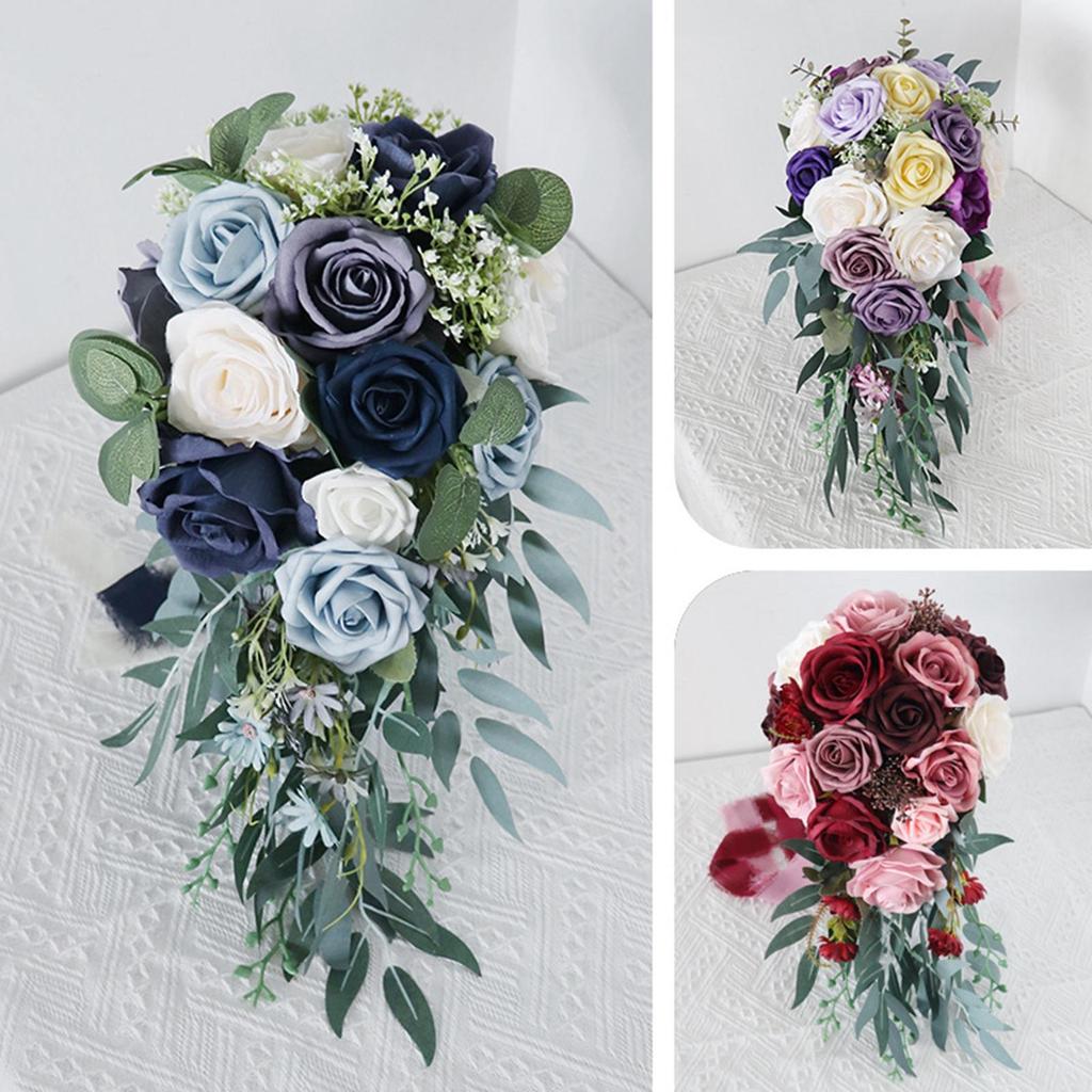Elegant Wedding Bouquets for Bride Waterfall Shape Handmade Decor