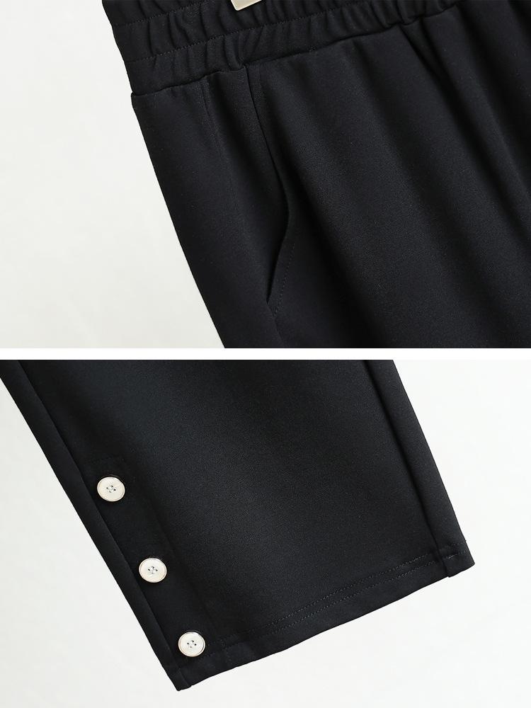 Dámské nadměrné zeštíhlující kalhoty s vysokým pasem na jaro/podzim - Volný, ležérní střih