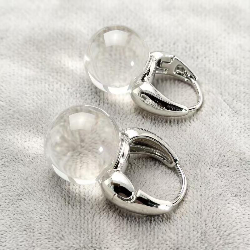 2026 Transparent Round Ball Pendant Earring Hooks Korean Fashion Jewelry For Girls Women'S Daily Party Wear Versatile Accessory
