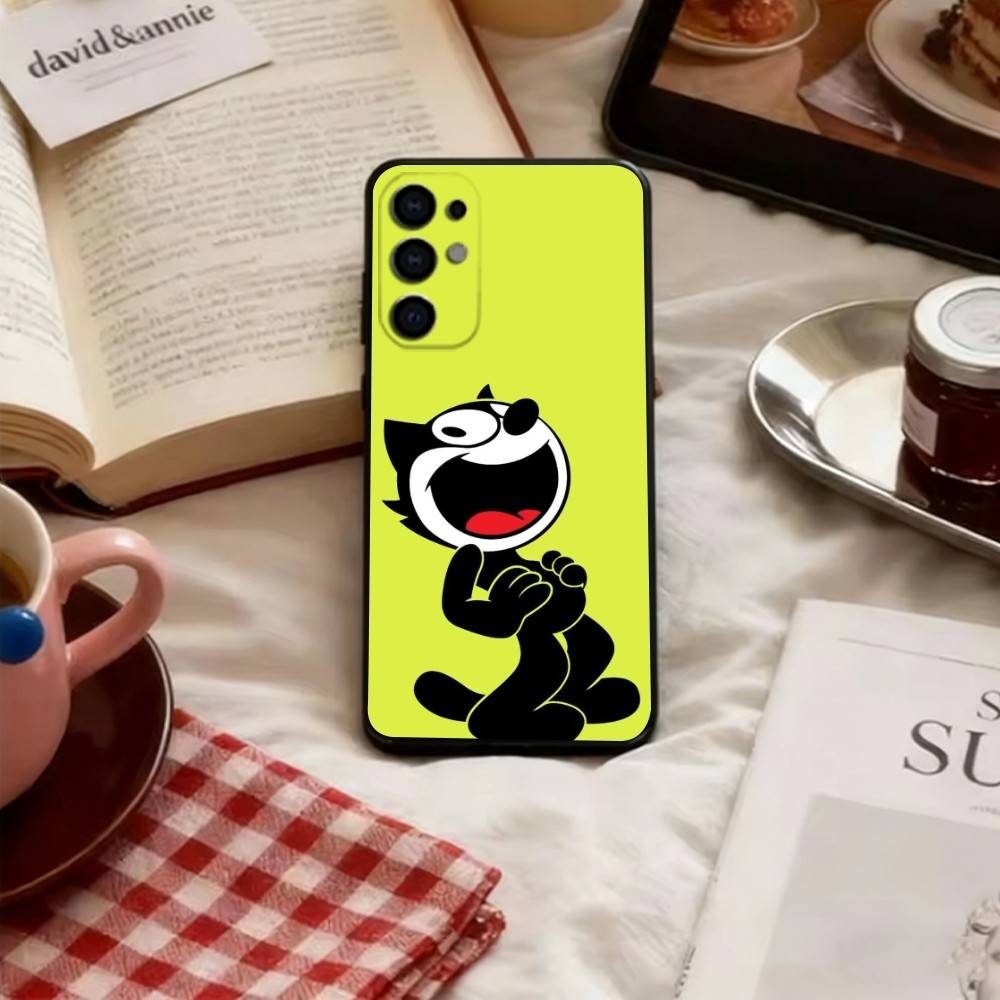 Vintage Felix the Cat Phone Case For Samsung S25,S24,S21,S22,S23,S30,Ultra,S20,Plus,Fe,Soft Black Cover