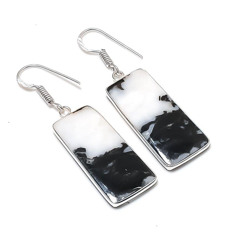 Natural Buffalo Jasper Gemstone 925 Sterling Silver Jewelry Earring 1.97  AEE-10767