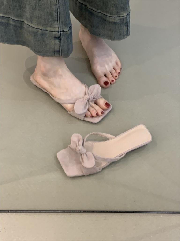 Cool slippers women's new with skirt bow open-toed beach sandals