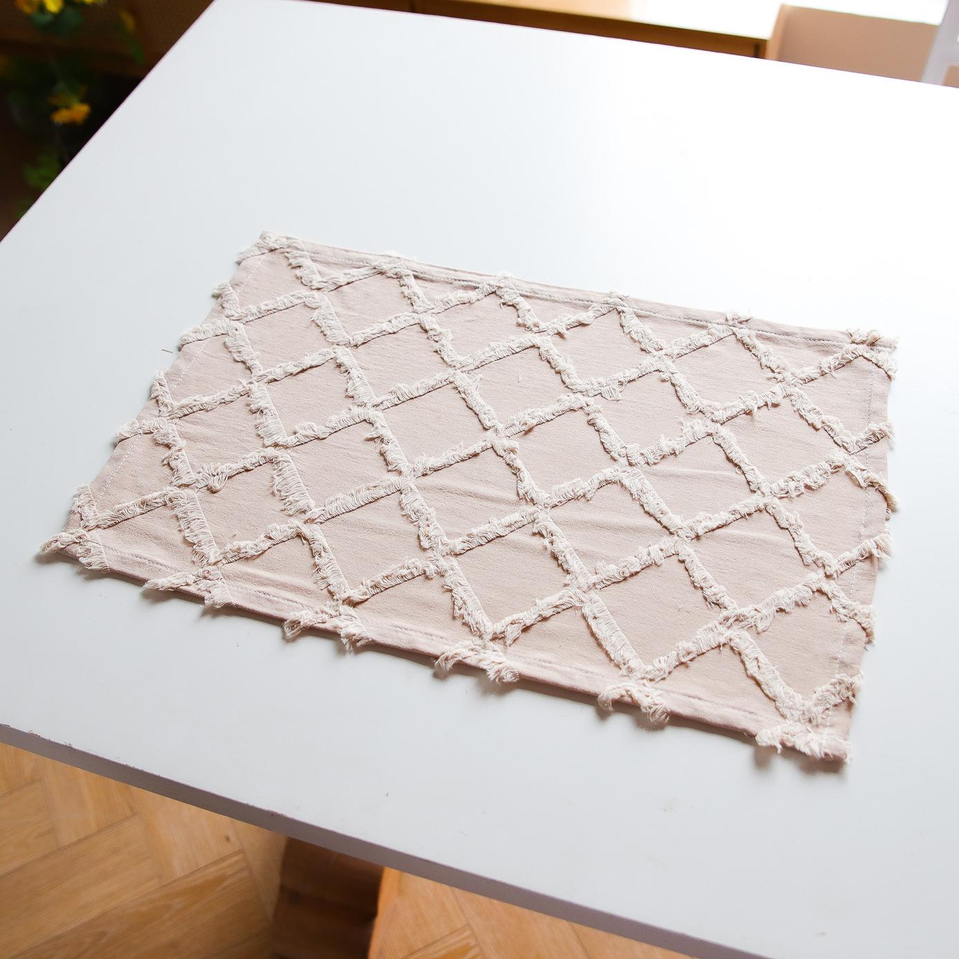 

Трехмерная подставка для чайной церемонии, подставка для тарелки, теплоизоляционная подставка, тканевое искусство хлопок и лен однотонная подставка, однотонная подставка для западной еды 30*45cm