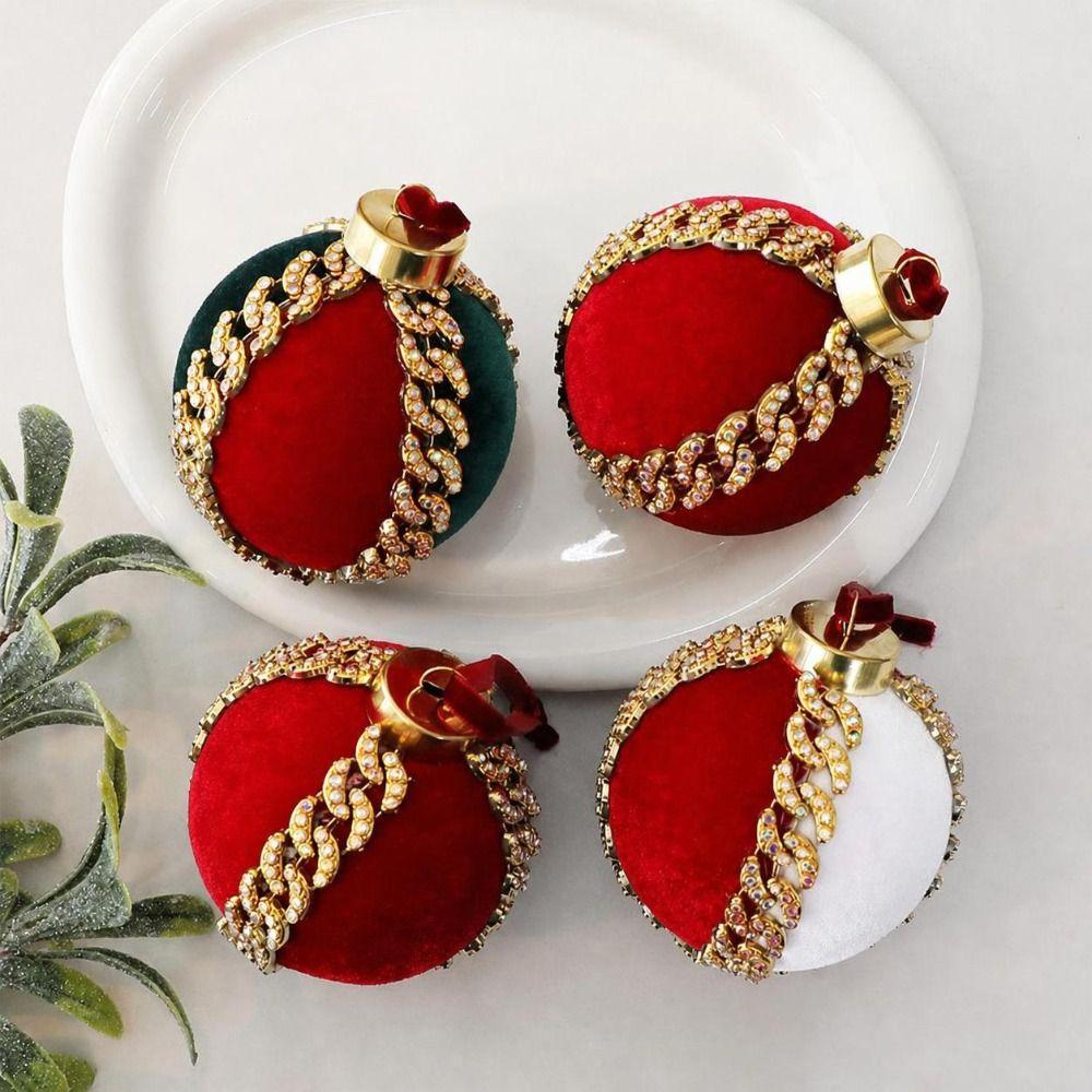 8cm Diameter Flocked Ornament Ball Flocked Velvet Christmas Tree Ornaments  Holiday Wreath