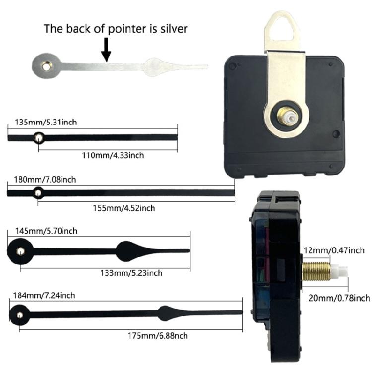 Battery Operated Quartzs Wall Clock Motor Movement Replacement Parts with Multiple Hand Size for Crafting Timepieces