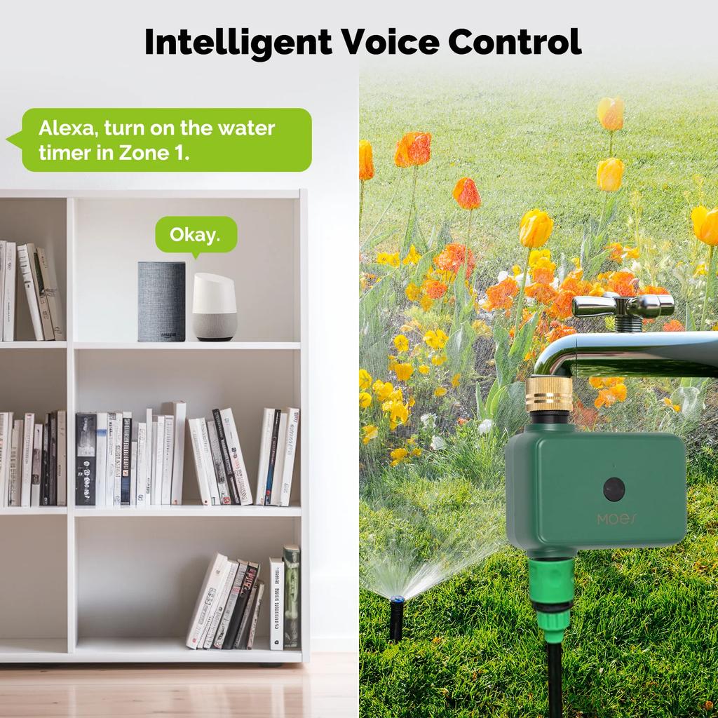 MOES Tuya Smart Bluetooth 1-Outlet Valve Sprinkler Water Timer Auto Programmable Controller Rain Delay Filter Washer App Control