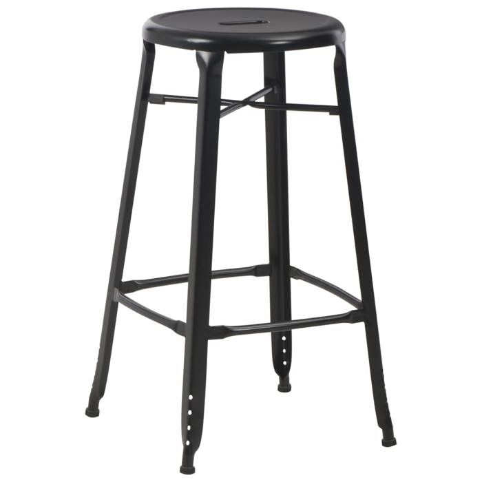 Tabouret de bar - vidaXL - Lot de 2 - Acier - Noir - Non réglable en hauteur