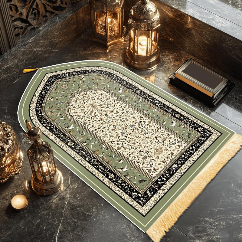 Muslim Prayer Mat, Arched Design Fringed Prayer Mat, Entrance And Bedroom Islamic Prayer Rug, Polyester Home Decoration