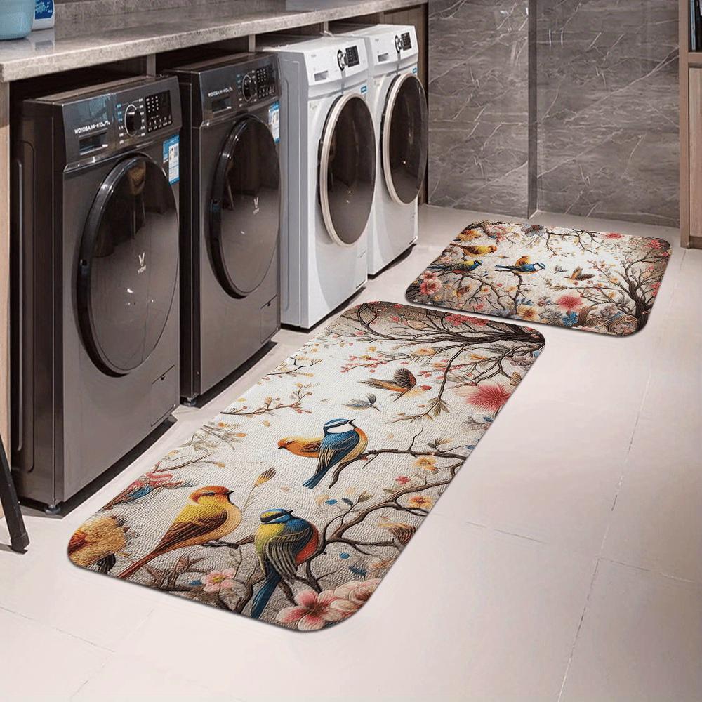 1Pcs Cartoon Country Pattern Floor Mat Modern Kitchen Polyester Rug, Non-Slip Colorful Indoor Carpet, For Home Bathroom Bedroom Living Room Decor