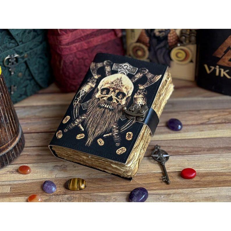 Handmade Leather Journal Valhalla Viking Vegvisir Journal For Traveling Sketchbook Blank Notebook For Men Women Birthday Anniversary Gift