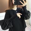 Knitted Sweater Fake Two Pieces Women's Autumn and Winter New Lazy Wind Splicing Sweater Loose Fashion Top