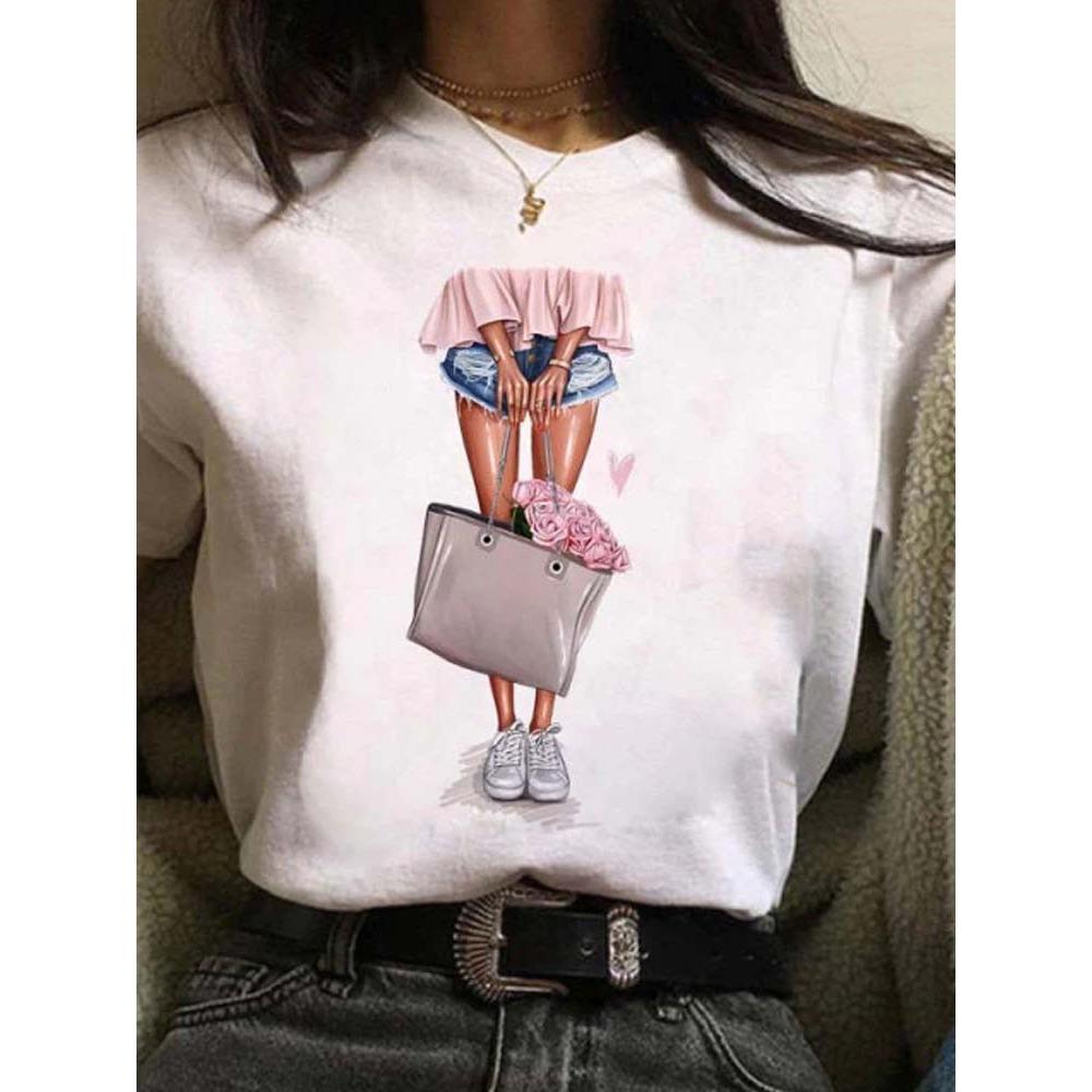 Maycaur Hot Sales Printed Female Tshirt Women Fashion Graphic Printed T-Shirt Harajuku Korean Style Short Sleeves Clothes Female