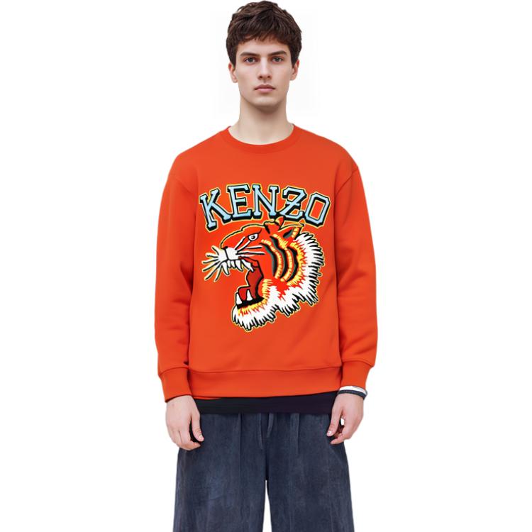 KENZO Sweatshirts Men's Orange Red Crew Neck Moderate Regular FD65SW0494MF-21