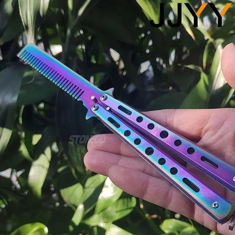 Edelstahl Klappkamm Tragbare Reise-Haarbürste für Männer Frauen Kompaktes Haarstyling-Werkzeug für Outdoor-Sport Unisex Geschenk