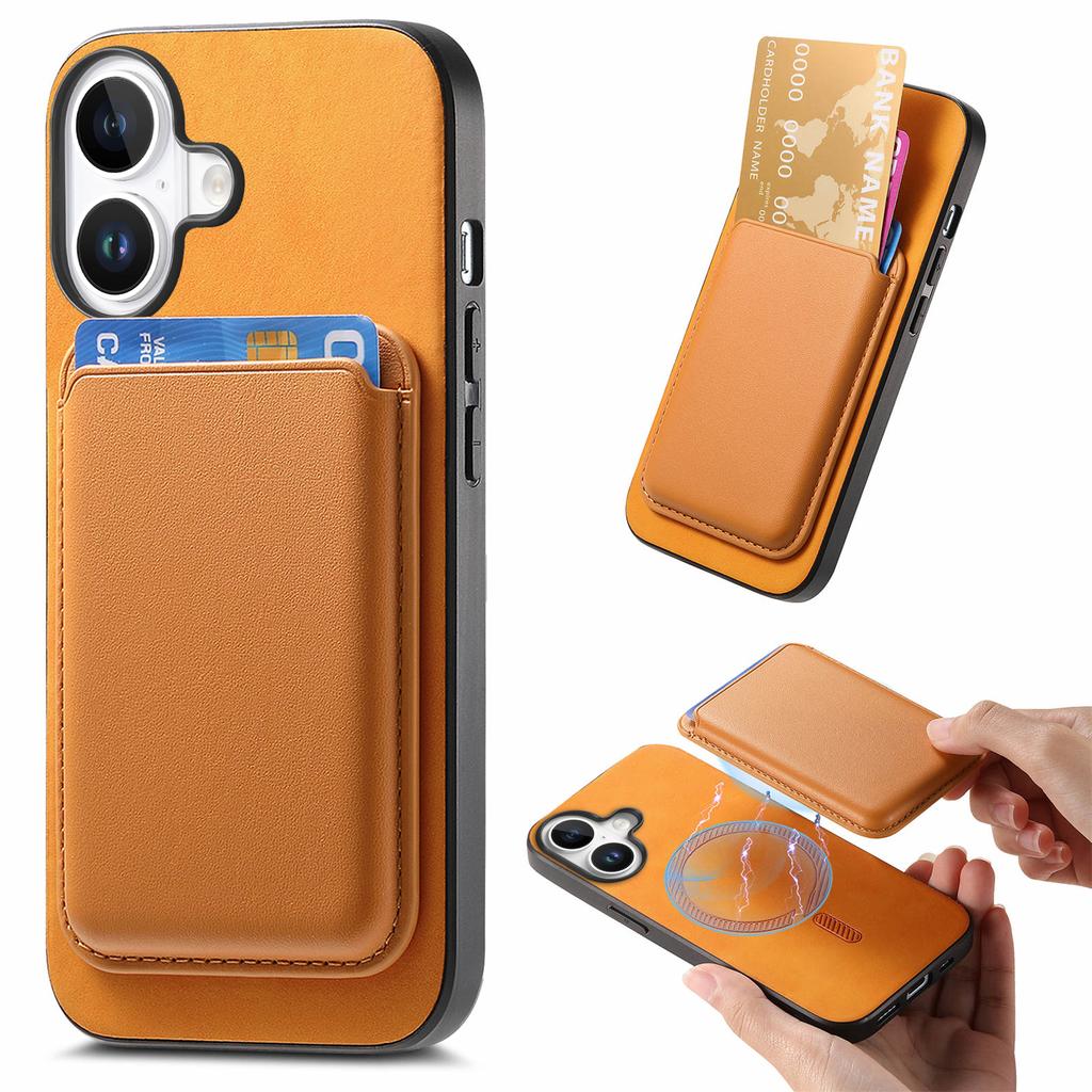 B2 For iPhone 16 Case Detachable Magnetic Card Bag Leather+TPU Phone Cover
