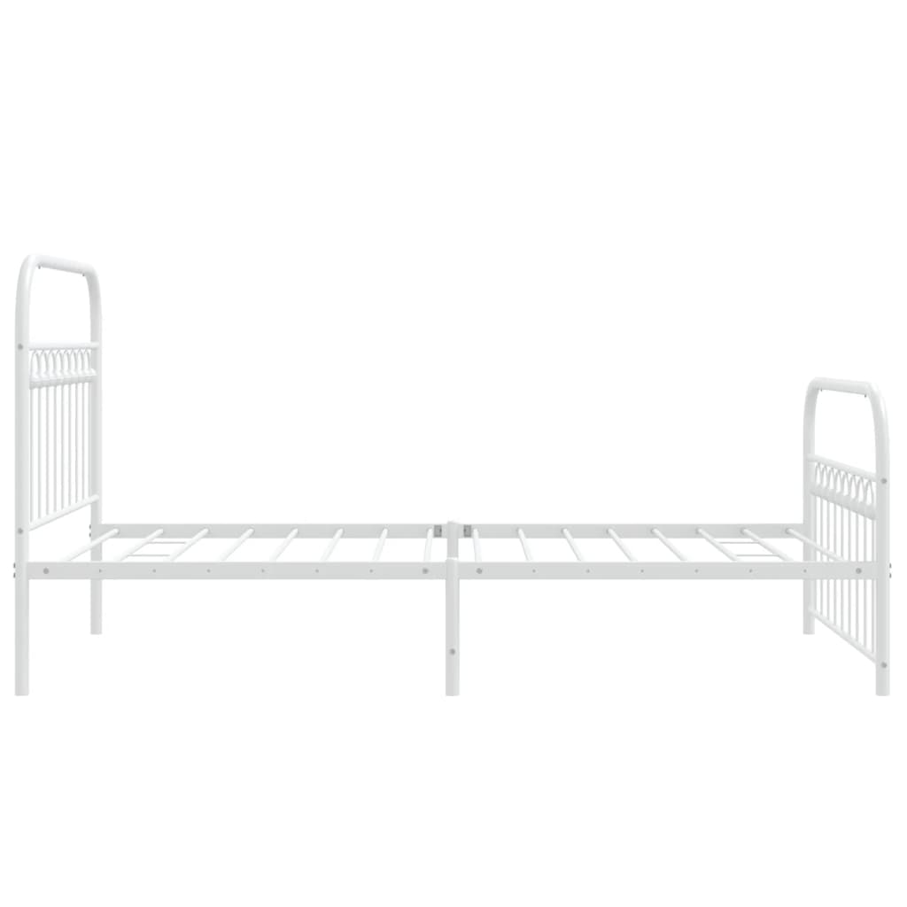 Metal Bed Frame with Headboard and Footboard White 100 x 190 cm