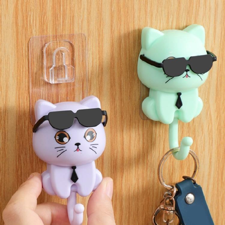 2 Stück Dekorative Robuste ABS Katzenkopfhaken für Elegante Wandmontierte Aufbewahrungslösung Mode Wohnaccessoire Täglicher Gebrauch