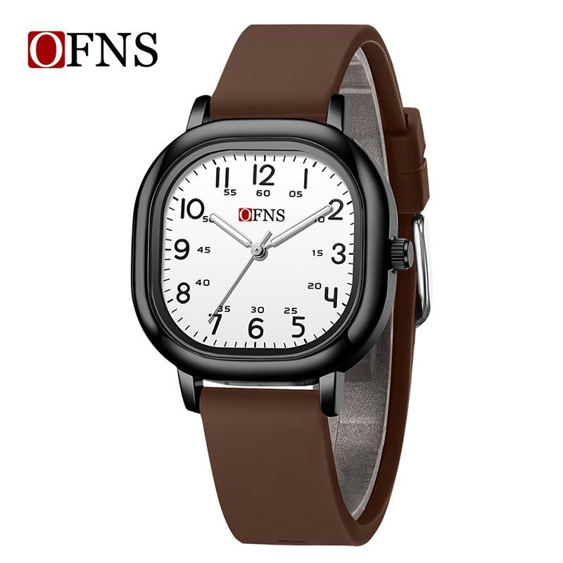 Fashion Ofns Top Brand Square Quartz Watch Luminous Waterproof Large Digital Scale Test Learning Silent Male And Female Students