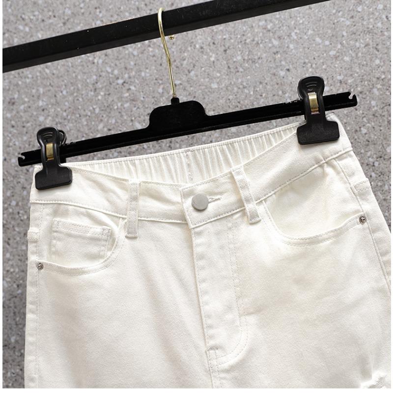 Plus Size Summer Jeans Pants Women Elastic Shorts Loose Casual Ripped Basic Trousers Denim