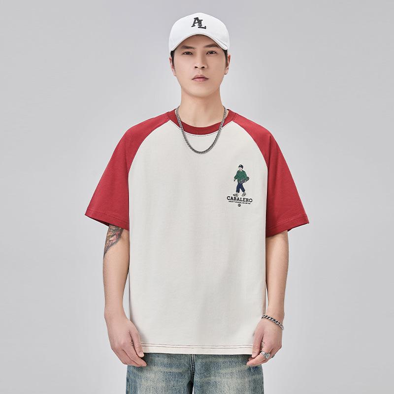 Updated Summer Printed Short-sleeved T-shirt for Mens Comfortable Fit Round Neck Half-sleeved Heavy Cotton T-shirt