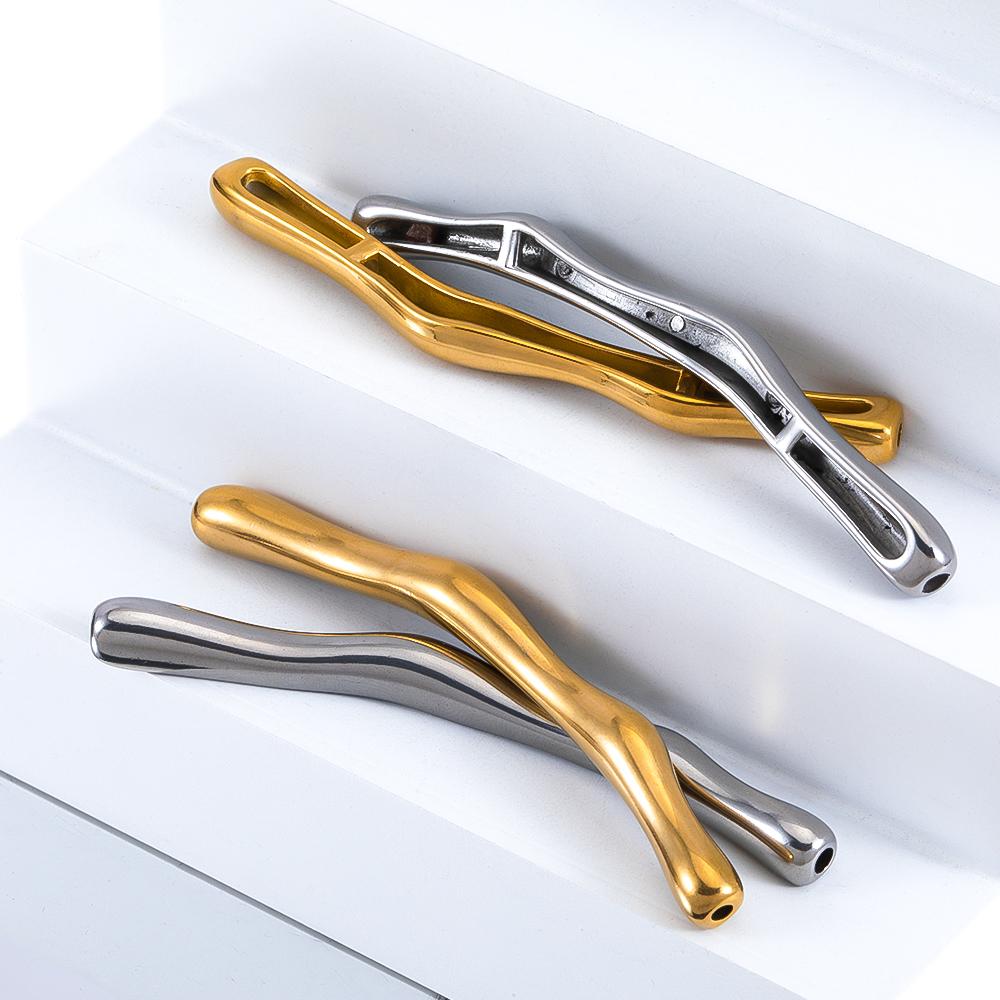 2pcs Cool Irregular Stick Earring Pendants Stainless Steels Hollow Colth Hat Accessories DIY Punk Necklace Charms Jewelry Making