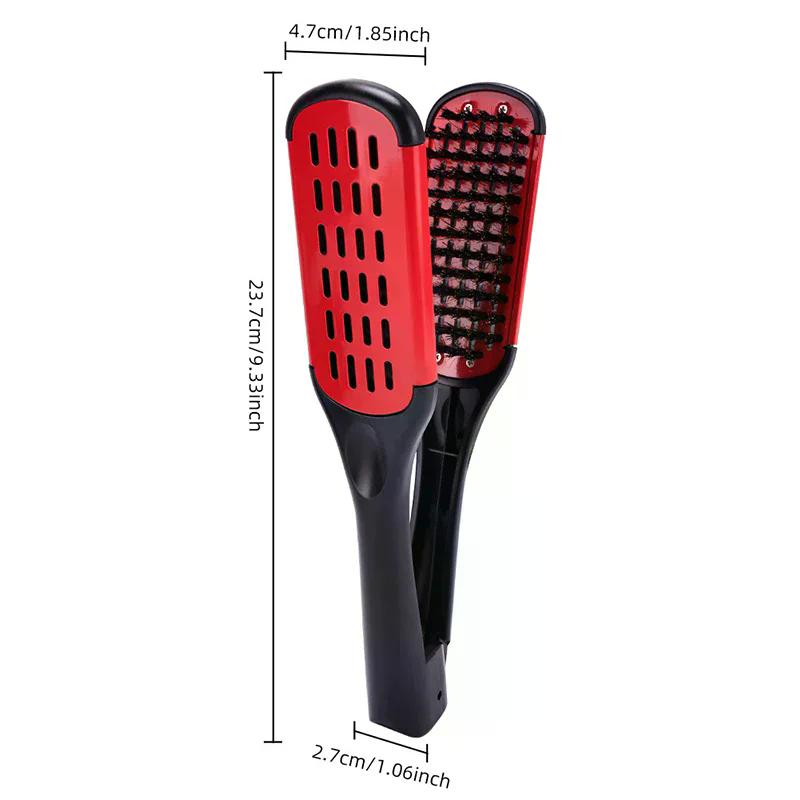 Pro Hairdressing Straightener Hair Brush Nylon Hair Straightening Double Brushes V Shape Comb Clamp Not Hurt Styling Tools DIY