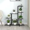 VidaXL Plant Stand On Wheels 94.5x25x92.5 Cm Black Metal