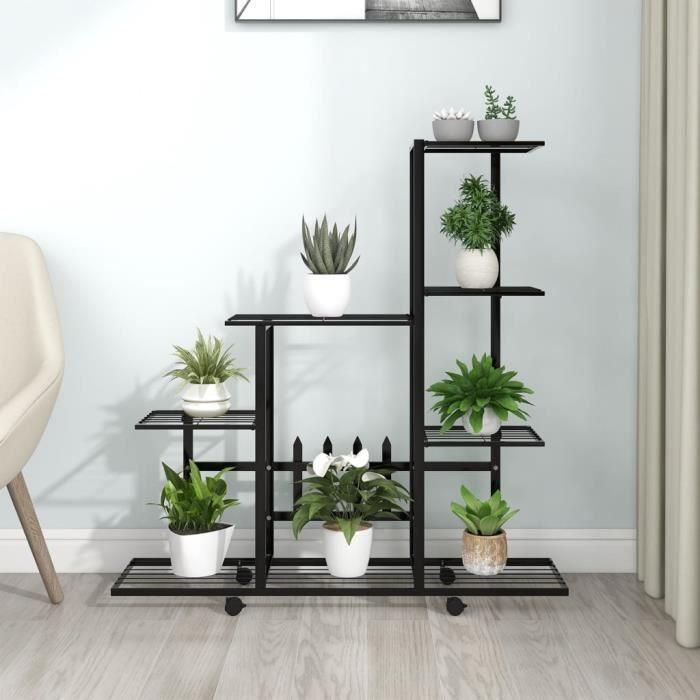 VidaXL Plant Stand On Wheels 94.5x25x92.5 Cm Black Metal