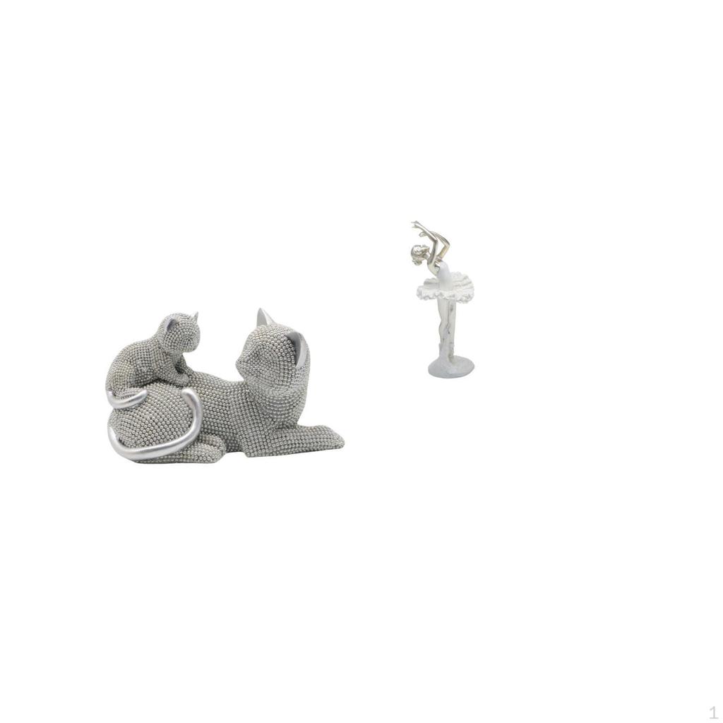 Cat Ballerina Sculpture Tabletop Ornament Art Crafts Decorative Figurine Animal Statue Modern
