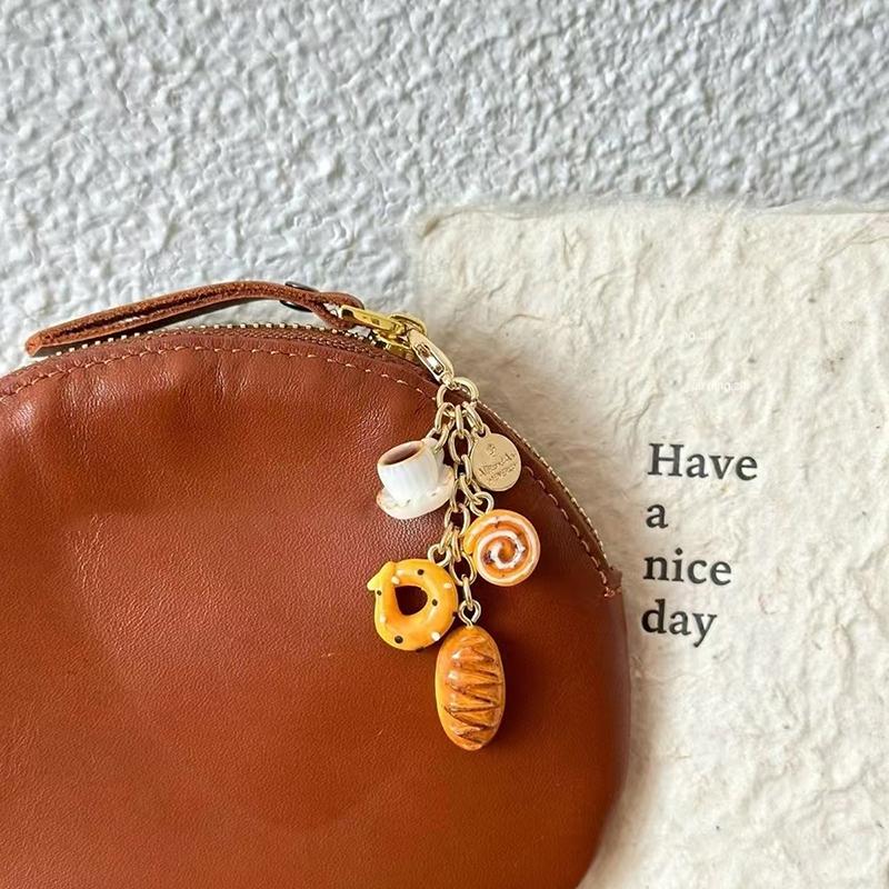 Creative Unique Doughnut Bread Coffee Phone Charm Strap Pendant Lanyard Simulated Food Toys Keychain Bag Accessories Gift