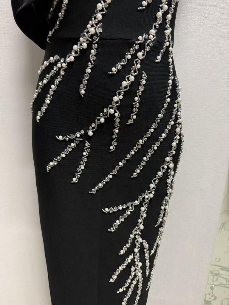 2025 Glamorous Beaded Bodycon Stretch Bandage Evening Gown