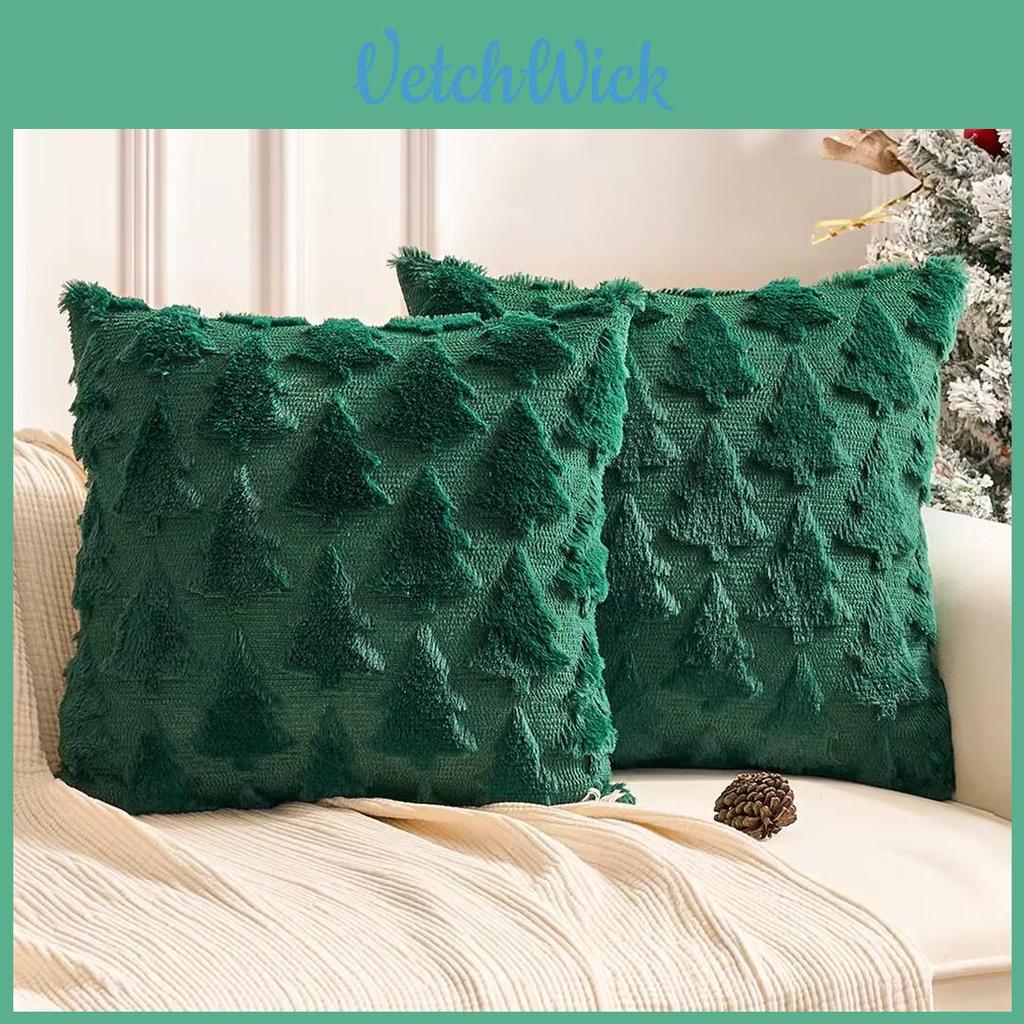 Soft Plush Christmas Cushion Cover Snowflake And Christmas Tree Pattern For Festive Vibe