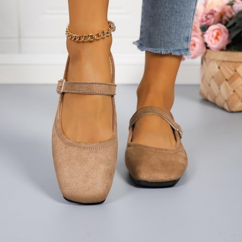Women's Flat Mary Jane Shoes Adjustable Strap Square Toe Slip On Casual Footwear Lightweight Comfortable Design