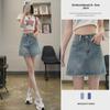 2024 New Summer Women's Tall High-Waisted Denim A-Line Mini Skirt - Slimming, Hip-Hugging, and Lightweight