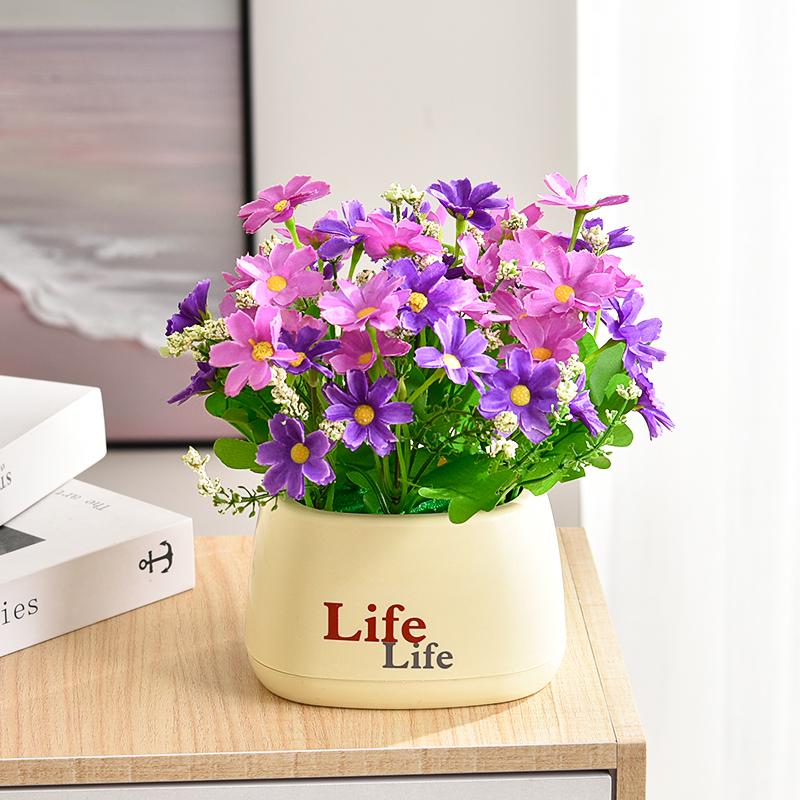 Sunflower Artificial Flower Arrangement - Small Potted Plants & Plastic Bouquets for Living Room and Dining Table Decor